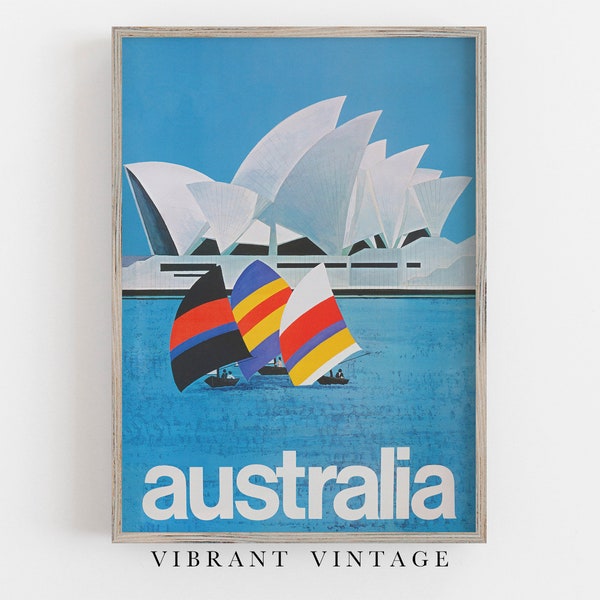 Australia Print, Sydney Opera House, Vintage Poster Art, Sailboats Print, Retro Wall Art, DIGITAL DOWNLOAD, PRINTABLE Art, Large Wall Art