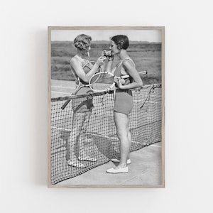 Women Tennis Players, Black and White Art, Vintage Wall Art, Cigarette Break, Women Sports Art, DIGITAL DOWNLOAD, PRINTABLE Art