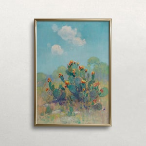 Feigenkaktus Kunst | Vintage Blumenbild | Kaktus Kunst | Antiker botanischer Druck | Gedämpfte neutrale Farben | DRUCKBARE Wand Kunst #535