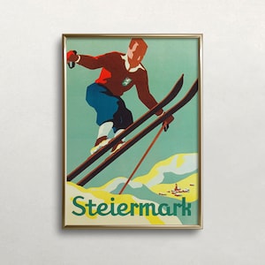 Vintage Austria Ski Poster: Steiermark Travel Print (Digital Download)