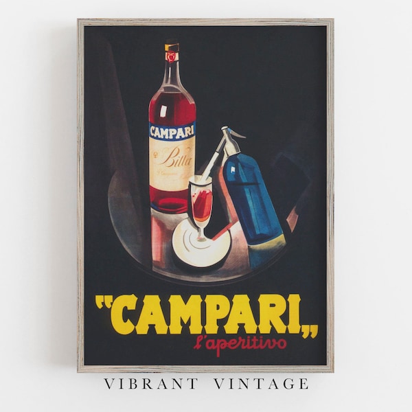 Campari Poster, Bar Wall Decor, Vintage Wall Art, Beverage Wall Art, Home Bar Decor, DIGITAL DOWNLOAD, PRINTABLE Art, Large Wall Art