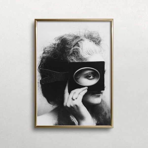 Masked Woman, Black and White Art, Vintage Wall Art, Woman Portrait, Woman Wearing Mask, Old Photo, DIGITAL DOWNLOAD, PRINTABLE Wall Art