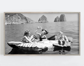 Women Eating Pasta on Lake - Frame TV Art (Digital Download)