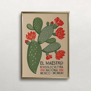 El Maestro, Kaktus Wandkunst, Mexiko Wandkunst, Vintage Wandkunst, Boho Wanddekoration, Kaktus Druck, DIGITALER DOWNLOAD, DRUCKBARE Wandkunst Große Kunst