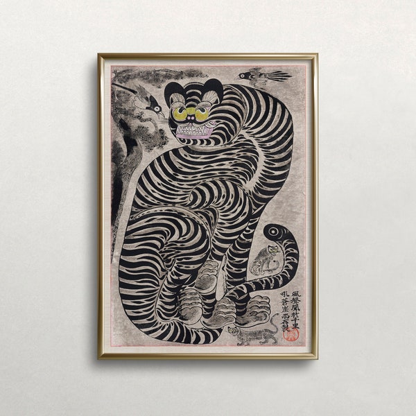 Tiger Wall Art, Vintage Wall Art, Talismatic Tiger, Vintage Tiger Print, Japanse Wall Art, DIGITALE DOWNLOAD, AFDRUKBARE Wall Art #275