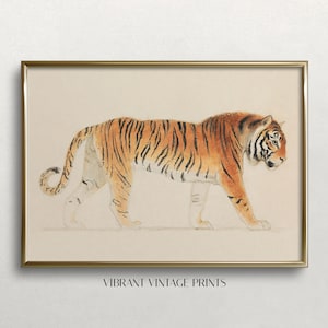 Tiger Wall Art, Vintage Wall Art, Vintage Tiger Print, Muted Neutral Colors, Pacing Tiger Art, DIGITAL DOWNLOAD, PRINTABLE Wall Art #284
