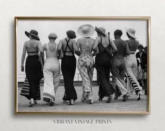 Vintage Fashion Art Print: Black and White Women Portrait (Digital Download)
