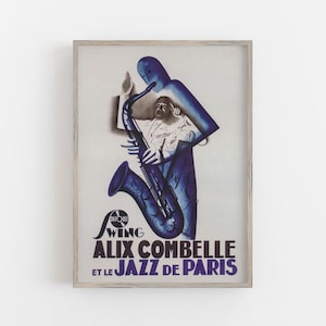 Music Wall Art, Vintage Wall Art, Jazz Wall Art, Saxophone Player Print, Paris Wall Art, DIGITAL DOWNLOAD, PRINTABLE Wall Art