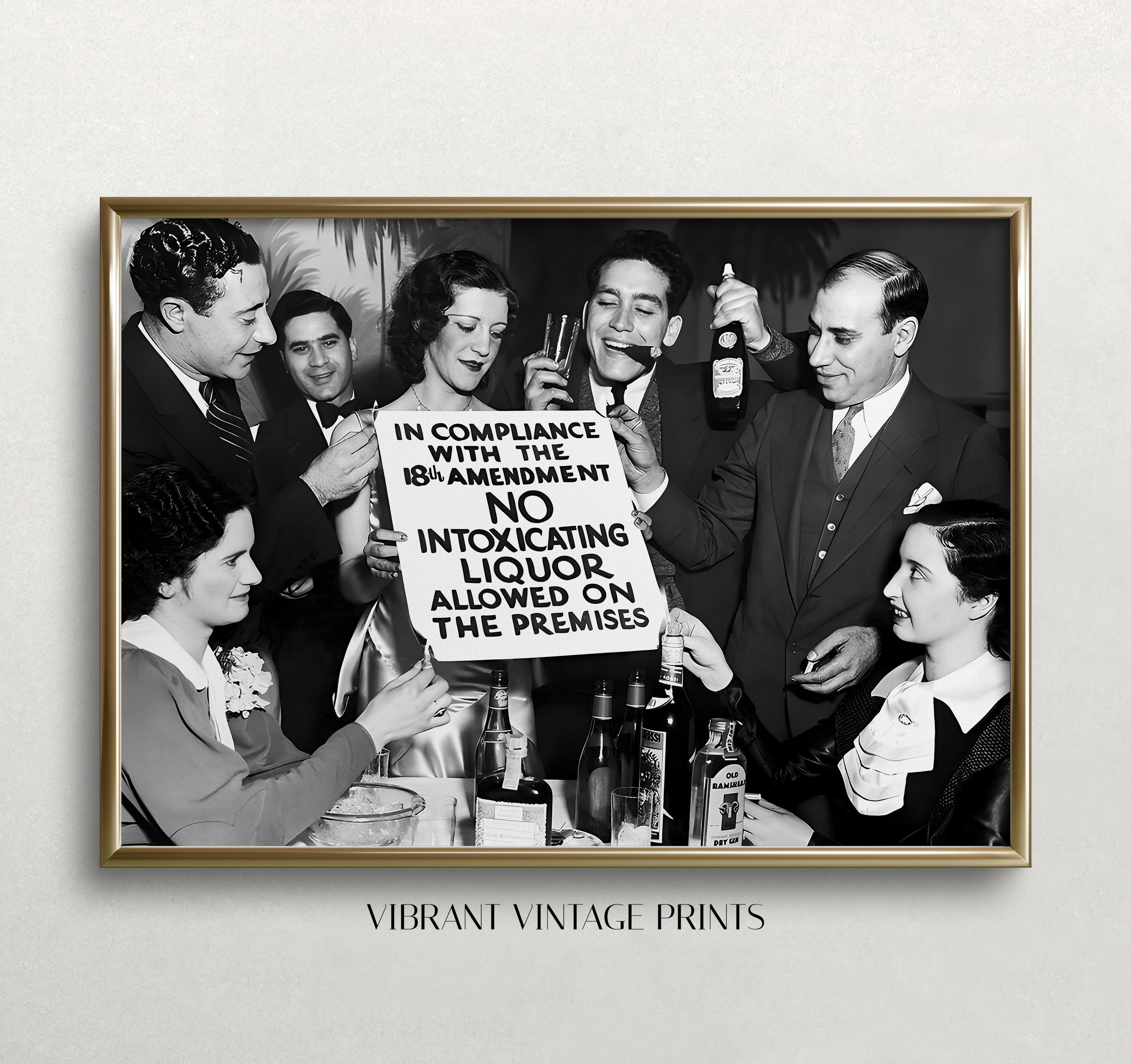 Prohibition Era Print: No Liquor Sign, Speakeasy Bar Decor