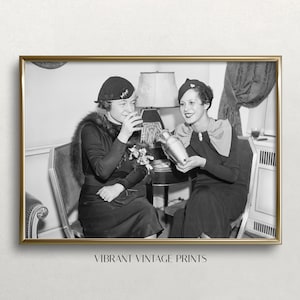 Women Drinking Cocktails, Black and White Art, Vintage Wall Art, Prohibition Wall Art, Bar Cart Decor, DIGITAL DOWNLOAD, PRINTABLE Wall Art