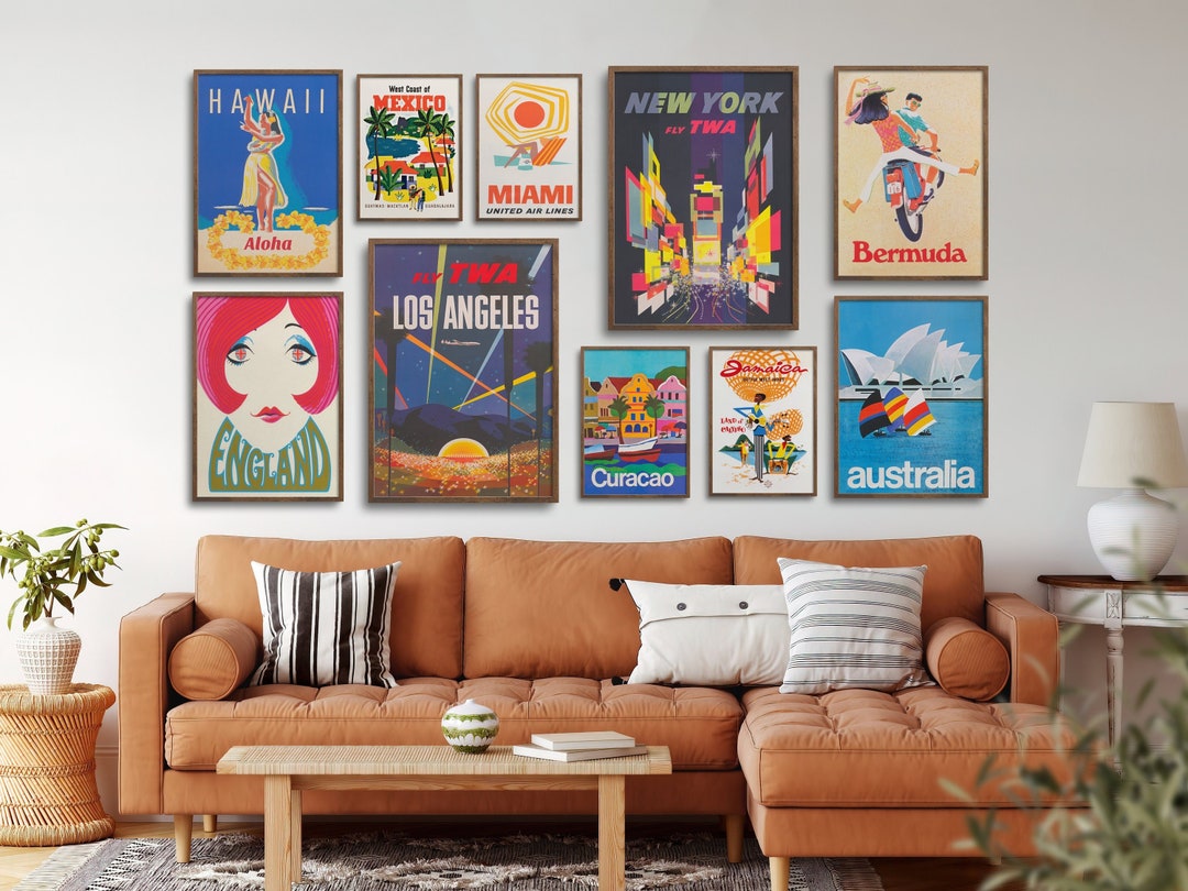 Retro Travel Posters, Gallery Wall Art, Vintage Wall Art, Eclectic