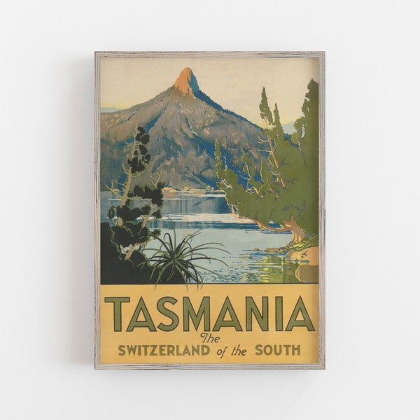 Tasmania Wall Art, Vintage Travel Print, Tasmania Poster, Vintage Wall Art, Nature Wall Decor,DIGITAL DOWNLOAD, PRINTABLE Art Large Wall Art