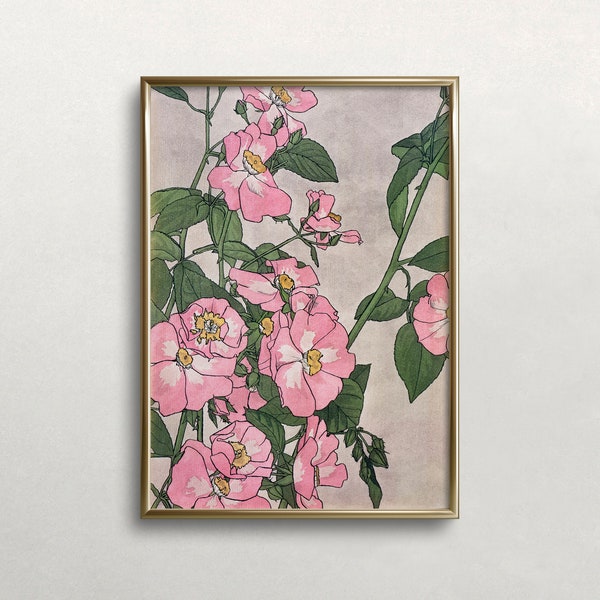 Pink Flowers Wall Art, Vintage Wall Art, Floral Wall Art, Eclectic Wall Art, Feminine Wall Art, DIGITAL DOWNLOAD, PRINTABLE Wall Art #263
