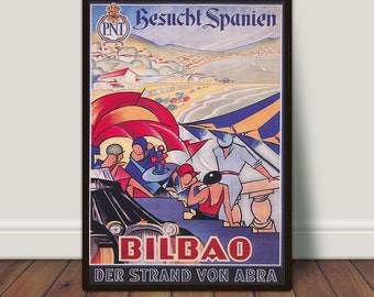 Spanien Wandkunst, Vintage Wandkunst, Bilbao Spanien Druck, Spanien Reiseplakat, Bunte Wandkunst, DIGITAL DOWNLOAD, DRUCKBARE Wandkunst