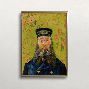 Van Gogh El cartero / Arte de pared vintage / Retrato de hombre / Arte de pared colorido / Decoración de pared vibrante / DESCARGA digital / Arte de pared IMPRIMIBLE #283