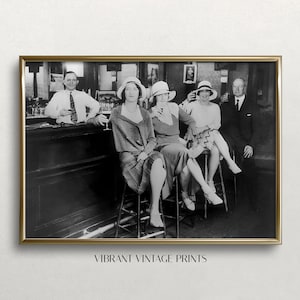 バーにいる女性、白黒アート、ヴィンテージ ウォール アート、レトロなウォール デコレーション、バー カート デコレーション、バー ウォール アート、デジタル ダウンロード、印刷可能なウォール アート