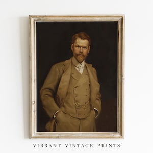 Man Portrait | Vintage Wall Art | Handsome Man | Bearded Man Art | Antique Decor | Muted Neutral Colors | DOWNLOAD | PRINTABLE Wall Art #206