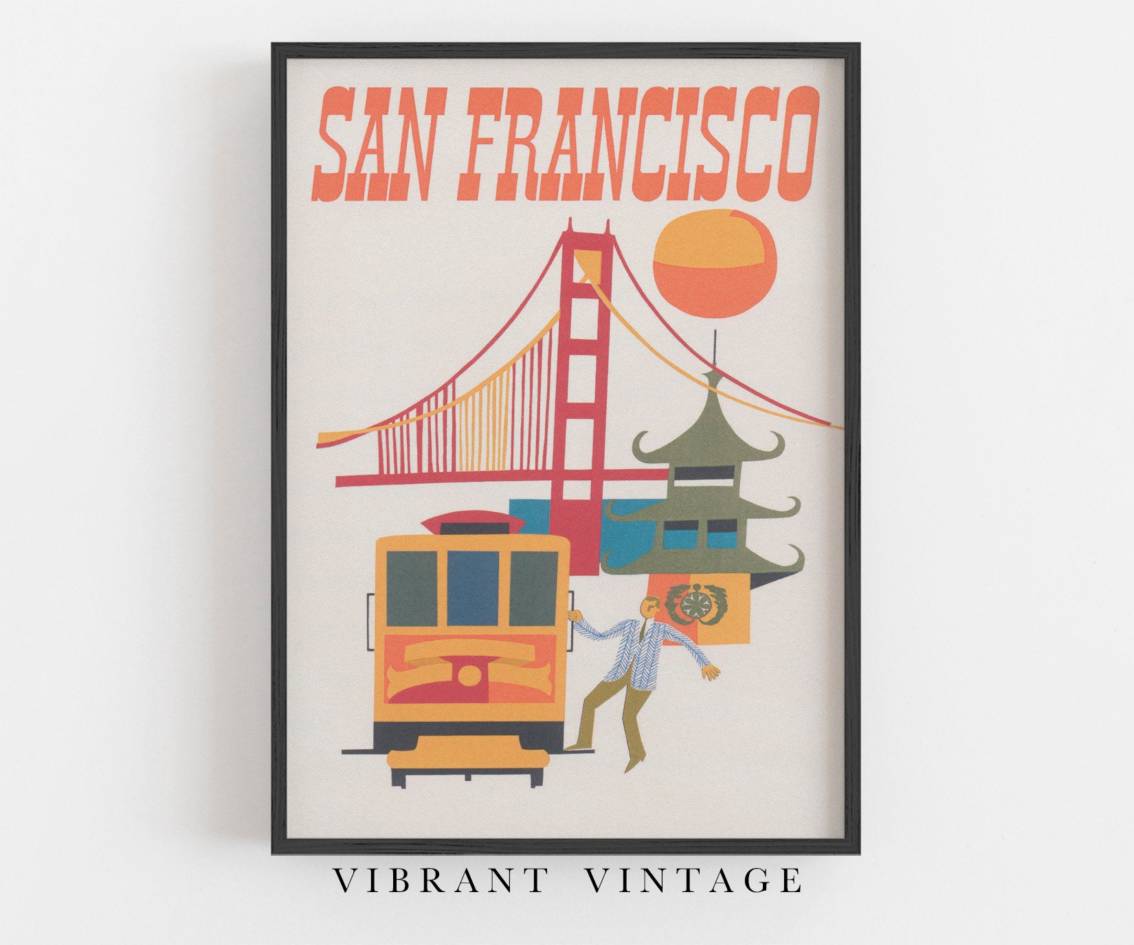 San Francisco California Print, Vintage Travel Poster, Cable Car Print,  Retro Wall Decor, DIGITAL DOWNLOAD, PRINTABLE Art, Large Wall Art - Etsy