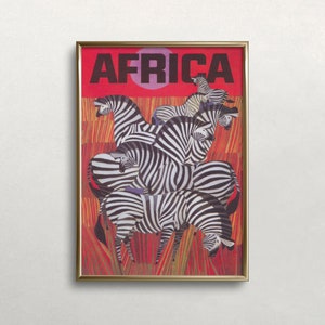 Zebra Wall Art, Africa Wall Art, Africa Travel Poster, Vintage Wall Art, Africa Print, DIGITAL DOWNLOAD, PRINTABLE Art, Large Wall Art