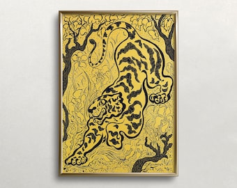 Art mural tigre : décoration murale japonaise vintage, art mural imprimable (téléchargement numérique)