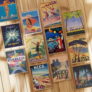 Arte de pared de Francia, arte de pared vintage, arte de pared de galera, carteles de viaje, arte de pared colorido, decoración Art Déco, DESCARGA DIGITAL, arte de pared imprimible