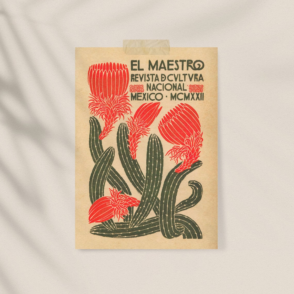 Mexico Wall Art Cactus Wall Art Vintage Wall Art Boho Wall Etsy