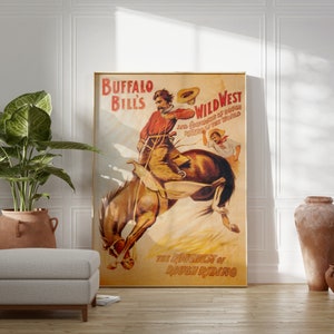 Buffalo Bill Vintage Rodeo Poster: Wild West Show Art (digital Download ...