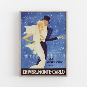 Monte Carlo Wall Art, Monaco Print, Vintage Travel Print, Winter in Monte Carlo Print, DIGITAL DOWNLOAD, PRINTABLE Art, Large Wall Art
