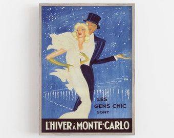 Vintage Monte Carlo Travel Poster, Art Deco Print (Digital Download)