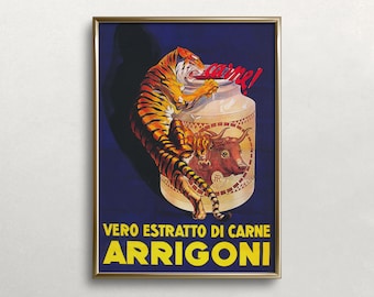 Vintage Tiger Bone Broth Ad Print: Moody Kitchen Art (Digital Download)
