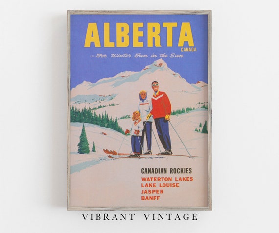 Alberta Canada Ski Poster: Retro Travel Print (Digital Download)