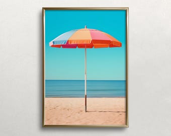 Beach Umbrella Art | Beach Wall Art | Colorful Wall Art | Vibrant Pastel Art | Pastel Umbrella | Digital DOWNLOAD | PRINTABLE Wall Art