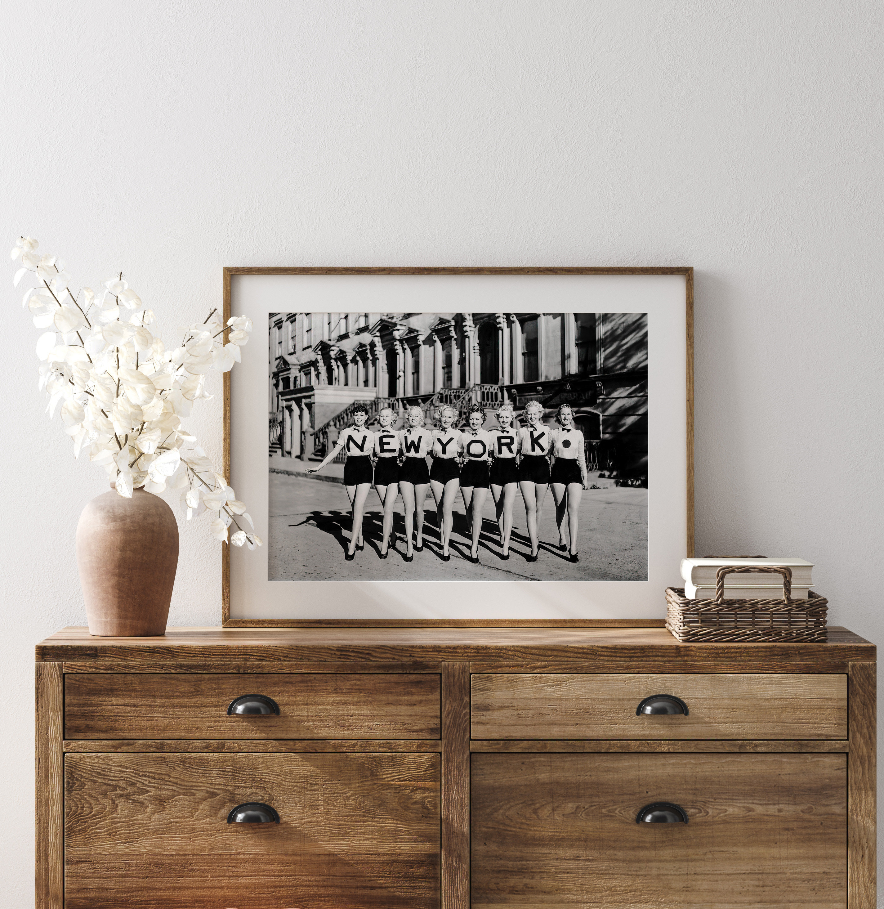 Vintage New York Chorus Line Art Print: Black and White (digital
