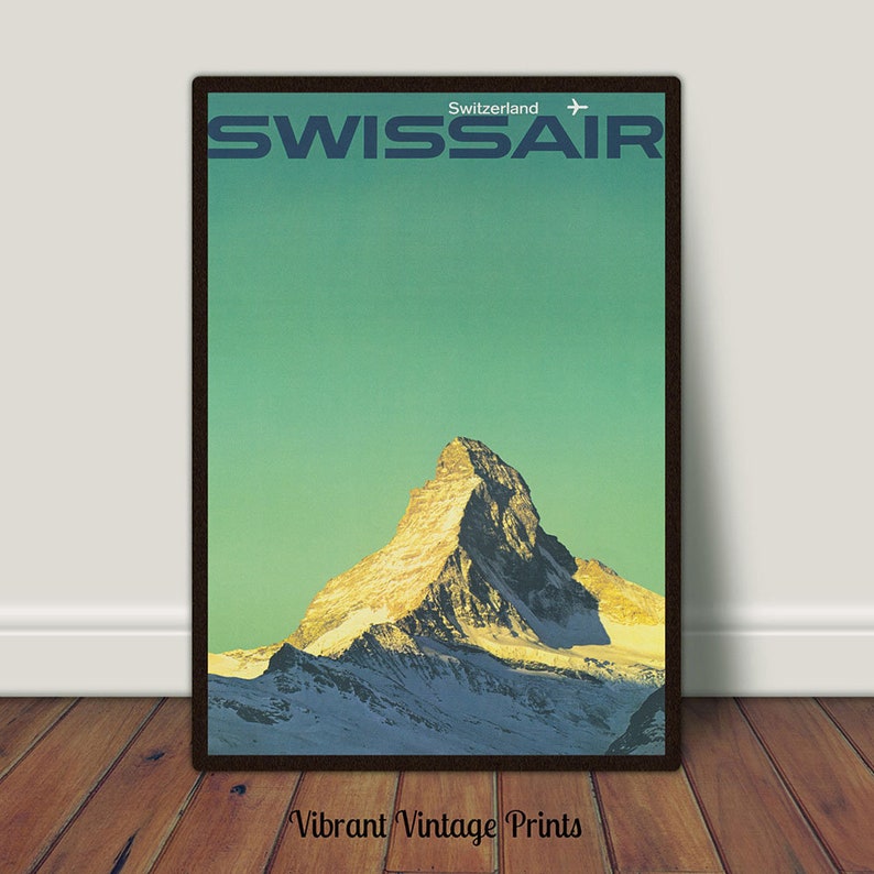 VINTAGE ZERMATT MATTERHORN SWITZERLAND TRAVEL A3 POSTER PRINT