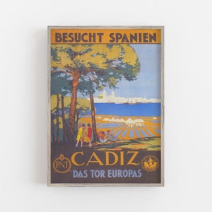 Vintage Cadiz Spain Travel Poster: Antique Wall Art (Digital Download)