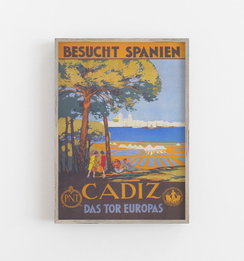 Spain Wall Art Vintage Wall Art Cadiz Print Spain Travel Etsy