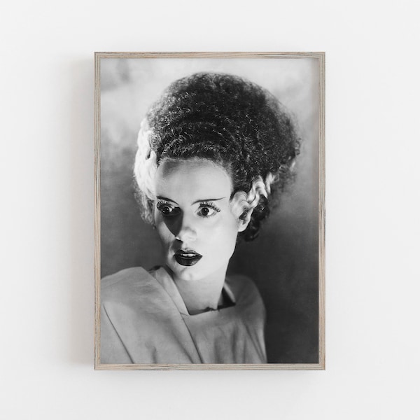 Bride of Frankenstein Art, Halloween Wall Art, Black and White Art, Vintage Wall Art, Woman Portrait, DIGITAL DOWNLOAD, PRINTABLE Wall Art