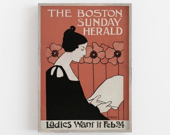 読書する女性アート、女性の肖像画、ヴィンテージウォールアート、レディース・ウォント・イット、アンティークウォールデコレーション、印刷可能なウォールアート、デジタルダウンロード、大型アート
