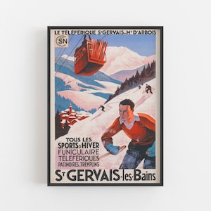 France Ski Print, Vintage Ski Poster, Winter Sports Wall Art, Winter Wall Decor, Vintage Wall Art, DIGITAL DOWNLOAD, PRINTABLE Wall Art