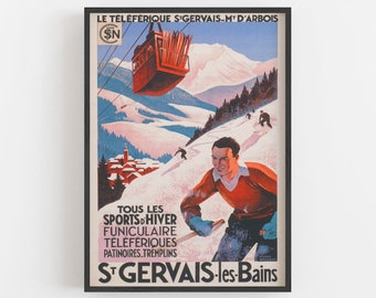 France Ski Print, Vintage Ski Poster, Winter Sports Wall Art, Winter Wall Decor, Vintage Wall Art, DIGITAL DOWNLOAD, PRINTABLE Wall Art