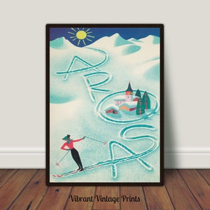 Switzerland Wall Art, Vintage Ski Poster, Vintage Wall Art, Arosa Switzerland, Winter Art, DIGITAL DOWNLOAD, PRINTABLE Wall Art, Large Art