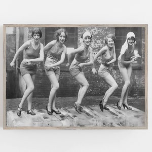 1920s Women Dancing on Ice: Vintage Black and White Art (Digital Download)