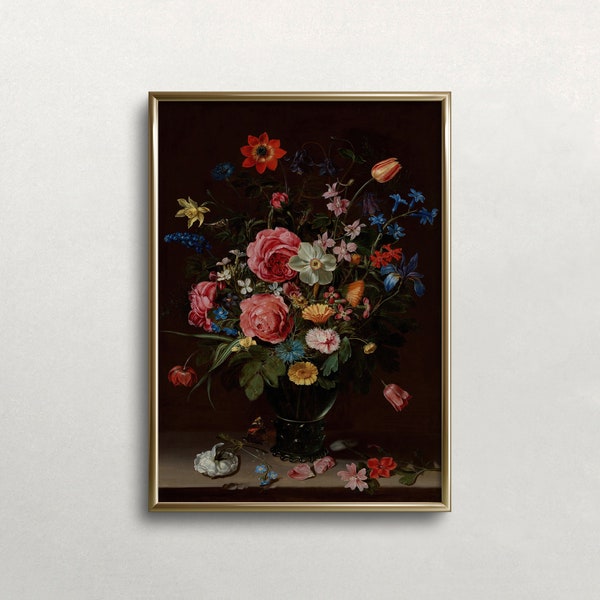 Moody Floral Art | Vintage Wall Art | Dark Academia Print | Antique Wall Decor | Flowers Wall Art | Digital DOWNLOAD | PRINTABLE Art #194