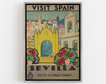 Sevilla Spain Vintage Travel Poster (Digital Download)