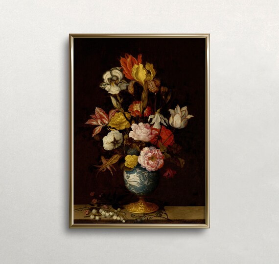 Moody Floral Art | Vintage Wall Art | Dark Academia Art | Antique Wall Decor | Flowers Wall Art | Digital DOWNLOAD | PRINTABLE Wall Art #249