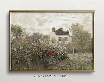 French Garden Art | Vintage Wall Art | Muted Landscape Painting | Farmhouse Wall Decor | Digital DOWNLOAD | PRINTABLE Wall Art #422
