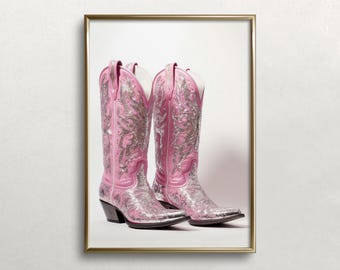 Pink Cowboy Boots | Cowgirl Wall Art | Soft Pastel Colors | Pink Wall Decor | Western Aesthetic | Digital DOWNLOAD | PRINTABLE Wall Art