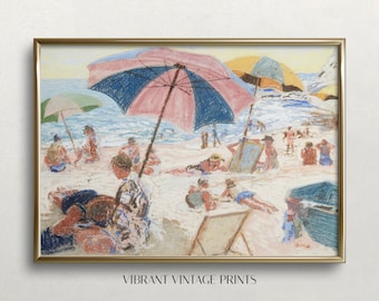 Laguna Beach Vintage Print: Pastel Coastal Wall Art (Digital Download)