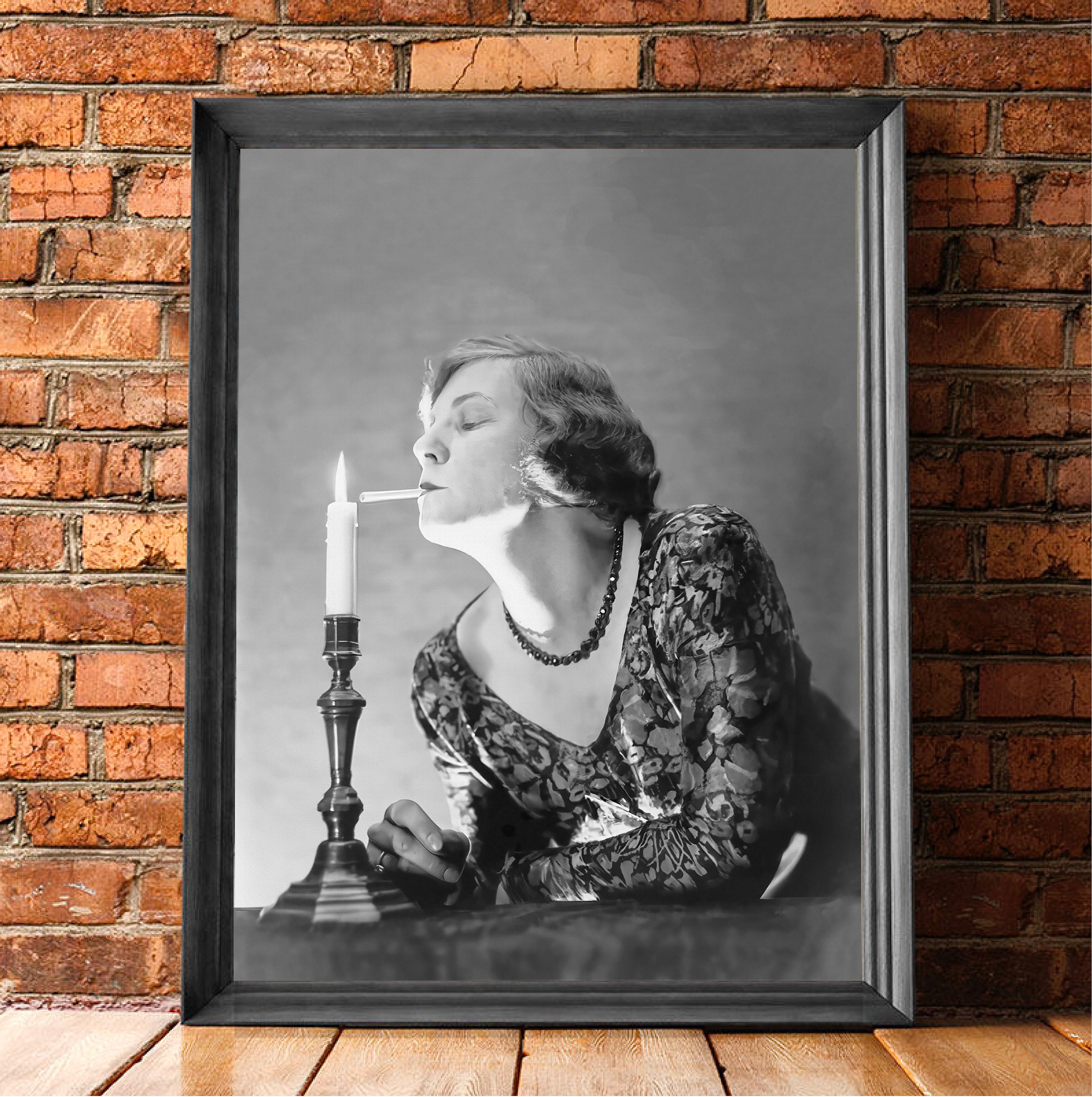 Woman Lighting Cigarette, Black and White Art, Vintage Wall Art, Funny Wall  Art, Old Photo, Candle Art, DIGITAL DOWNLOAD, PRINTABLE Wall Art