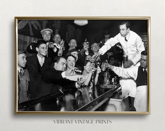 Prohibition Era Photo Print: Vintage Bar Scene, Black and White Art (Digital Download)